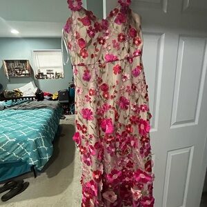Floral Pink and Red Maxi Dress